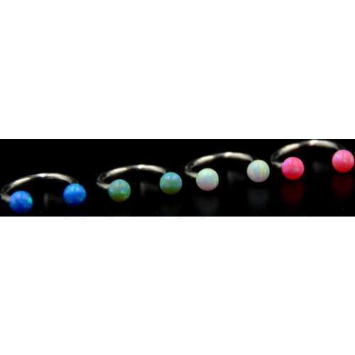 Showlove-1pc Stainless & Opal Horseshoe Ring Captive Bead Ring Cartilage Internally Thread Body Piercing Jewelry