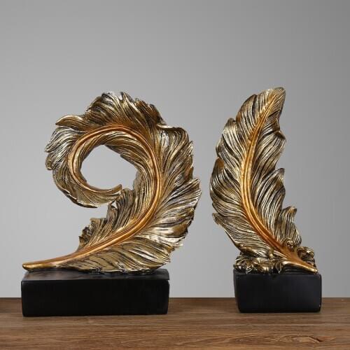 Feather Sculpture Office Decoration Room Living Room Entrance TV Cabinet Wine Cabinet Creative Resin Crafts Decoration Gift