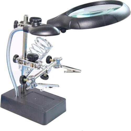 Three-fold replacement LED lamp lighting auxiliary multi-function bracket inspection 10 times table lamp magnifying glass