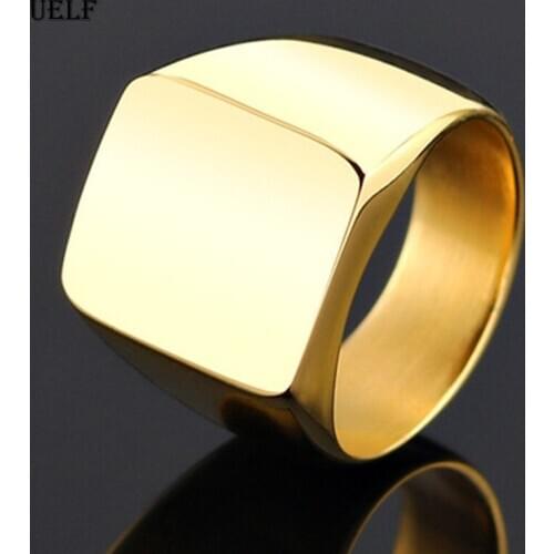 Uelf size 7-12 Support Dropship Polish Ring 316L Stainless Steel Jewelry Gold Silver Black Cool Men Band Party Ring