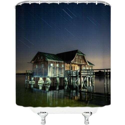 Unique Design High-Altitude Sea Baiyunqiao Landscape Hanging Shower Curtain Waterproof Mildew Home Bathroom Decoration