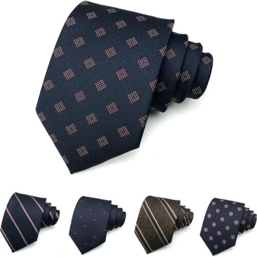 High Quality Navy Blue 8CM Tie for Men Brand New Fashion Formal Gentleman Business Suit Necktie With Gift Box