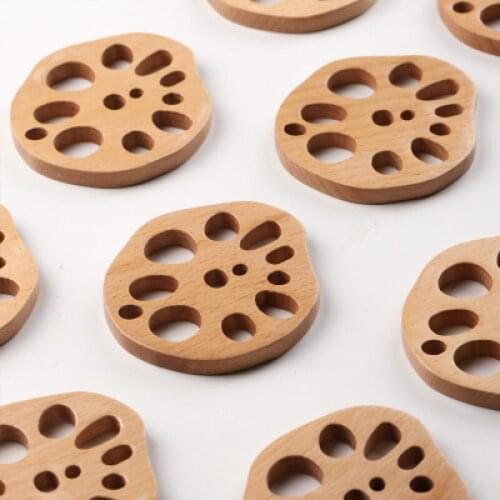 Japanese creative lotus root slice coaster beech solid wood coaster anti scalding mat Mug Tea Cup coffee cup heat insulation mat