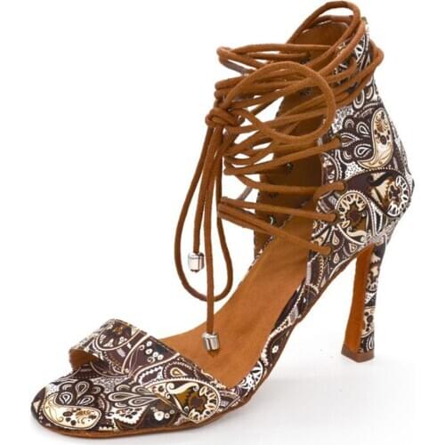 Evkoodance Colored PU Leather Dance Shoes High Sexy Heel Latin Salsa Ballroom Dance Shoes for Women