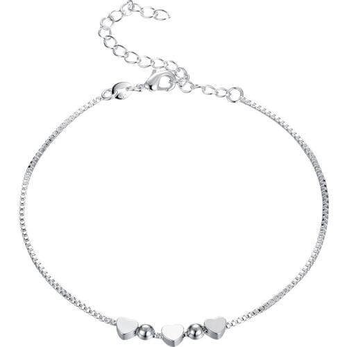 Beautiful Elegant wedding women Heart cute silver color chain Bracelet high quality fashion lovely girl jewelry wholesale LH001