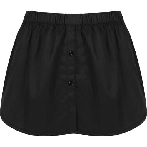 Women Fake Shirt Hem Curved Button Down Waist Skirt A-Line Flared False Hemline Femme Spring Autumn Sweater Vest Slip Underskirt