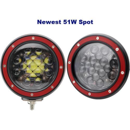 1Pcs 5D 51W 7Inch Round Led Light 6000K 5100LM For Off Road Fog Driving Bumper Light 4x4 Jeep Led Lamp