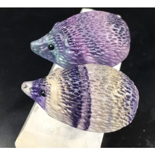 1PC Rainbow Fluorite Hedgehog Crystal Hedgehogs Natural Quartz Crystal Carved Rainbow Fluorite Hedgehog Stones Healing Decor