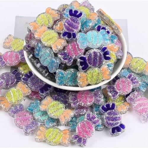 10Pc Shiny and Cute Candy Resin Flat Bottom Flange Mini Food Art Supplies Decoration