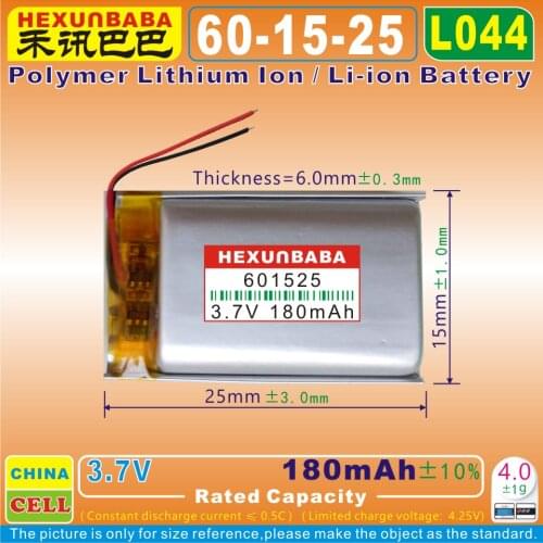 10pcs [L044] 3.7V 170mAh [601525] Polymer Li-Ion Battery for TWS,Bluetooth Earphone,Headphone,Car kit,Speaker,Headset