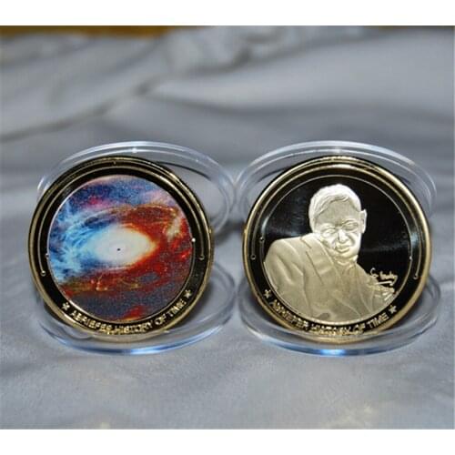 2018 Newest Design,24k gold plated Stephen William Hawking Head Portrait Coin Free shipping 20pcs/lot,custom coin