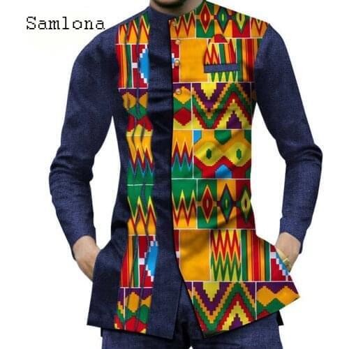 2021 African Style Men Fashion Long Shirt Vintage 3D Print Tops Long Sleeve Retro Blouse Sexy Mens clothing Plus Size S-6XL