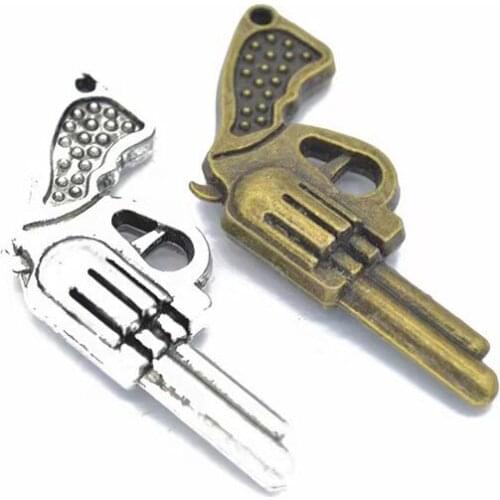 3pcs/lot 40x22mm Zinc Alloy Antique Silver/Antique Bronze Gun Charms Pendants For Jewelry Making