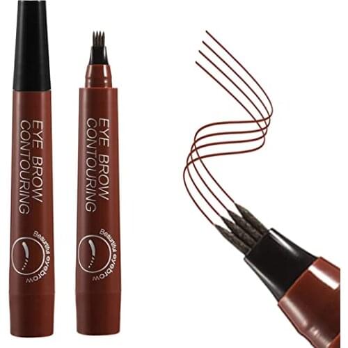 4 Points Eyebrow Pen 5 Colors Liquid Brow Pencil Dark Brown Microblading Eyebrow Pencil Waterproof Eyebrow Tattoo Pen Cosmetic