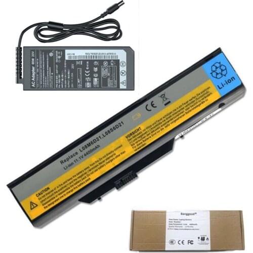 4400mAh L08S6D21 L08M6D21 Laptop Battery + 20V 3.25A AC Charger for Lenovo Lenovo 3000 L3000 G230 20006 G230G 4107 E23