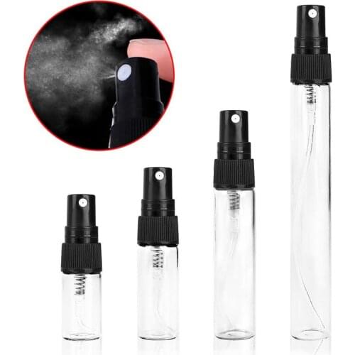 5pcs 2ML 3ML 5ML 10ML Clear Black Glass Spray Bottle Black Perfume Atomizer Cosmetics Sample Test Tube Bottle Thin Glass Vials