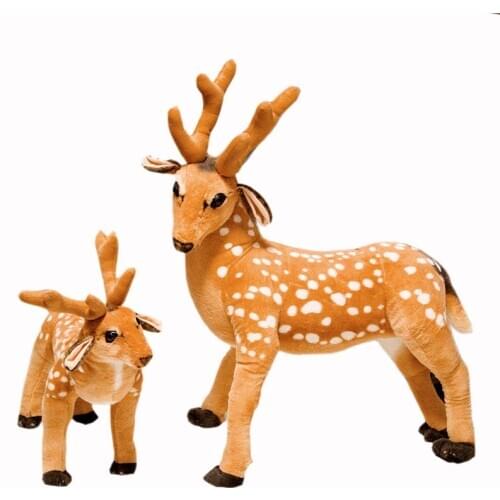 50/75/90cm Stuffed Sika Deer Toys Plush Animal Deer Dolls Simulation Kids Children Playmate Kids Birthday Gift Home Decoration