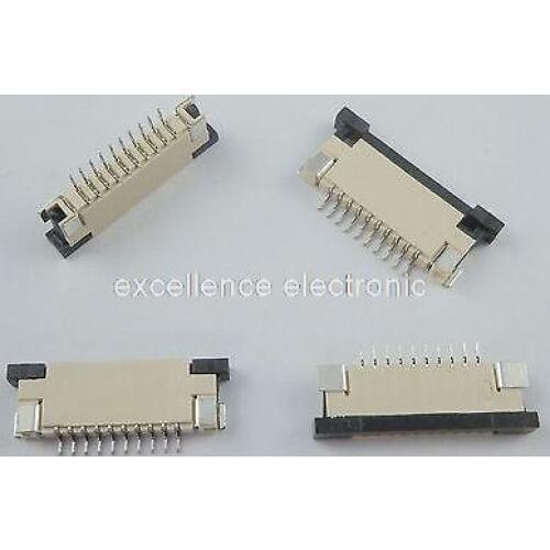 50 Pcs FPC FFC 1mm Pitch 10 Pin Drawer Type Ribbon Flat Connector Top Contact