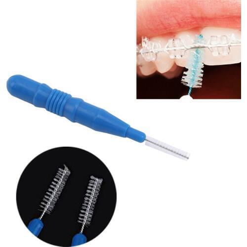 50pcs/set Soft Brushed Toothpick Adults Interdental Brush Clean Between Teeth Dental Floss Pick Push-pull Cleaning Dental Brushe