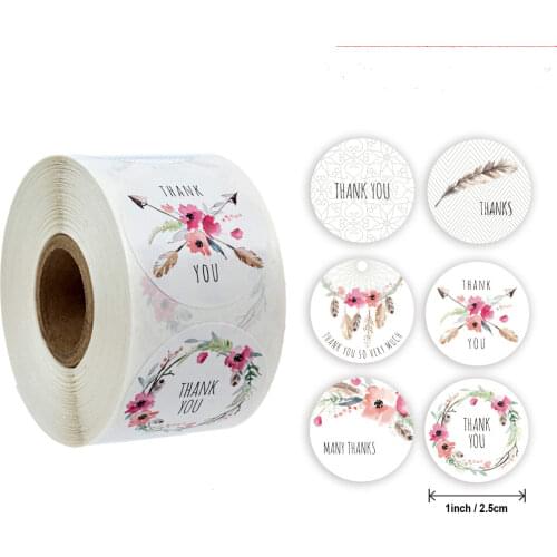 6 Designs Floral Thank You Sticker Seal Labels Christmas Gift Decoration Sticker for Package Stationery Sticker