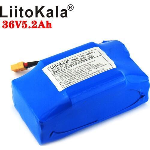 LiitoKala 36V 5.2AH 4.4AH rechargeable li-ion battery pack lithium ion for electric self balance scooter hoverboard unicycle