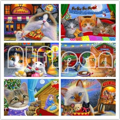 DIY Diamond Embroidery Sale Cat 5D Diamond Painting Animal Cross Stitch Full Drill Christmas Gift Cuadros Home Decoration