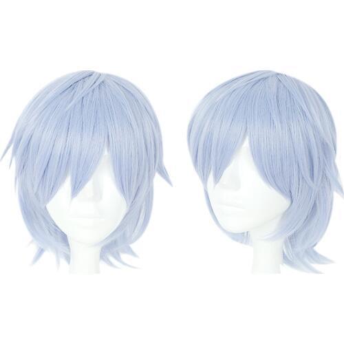 Anime Cosplay Headwear Yotsuba Tamaki Halloween Party Role Playing Short Hair Light Blue