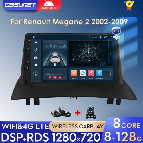 9" For Renault Megane 2 2002-2009 Car Stereo Radio GPS Multimidia Video Player Android 10 Autoradio Carplay 2Din RDS DAB+ TPMS