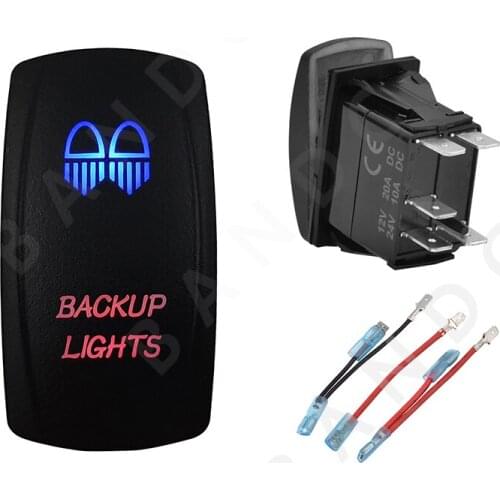 Car Boat Marine BACKUP LIGHTS Rocker Switch 5P SPST Laser Blue&Red Led ON-OFF for ARB RV Camping Car，Car Tuning Part，Jumper Wire