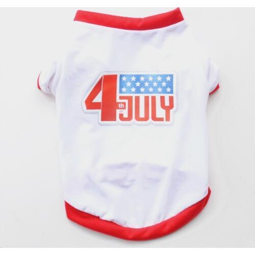 White Dog T-shirt 4th July America Independence Day Style Summer Doggie Clothing Cotton Dogs Costume Dog Clothes For Small Dogs