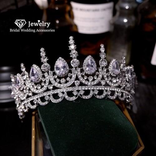 CC Hair Crown Bride Tiara Wedding Jewelry Engagement Accessories for Women Luxury Pageant Queen Crowns High Quality Bijoux HS25