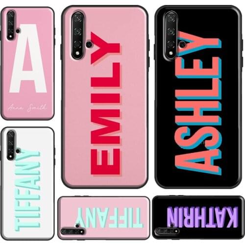 Pink CUSTOM Name INITIALS MONOGRAM Case For Huawei Y6 Y7 2019 Nova 5T Funda For Honor 10i 10 Lite 20 Pro 8X 9X 7A 8A Case