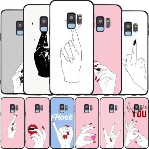 Confession gesture black Soft phone Case For Samsung S20 S10 S9 S8 S7 edge Plus Lite Note 8 9 10 A6 A7 A8 A9 2018 Cover