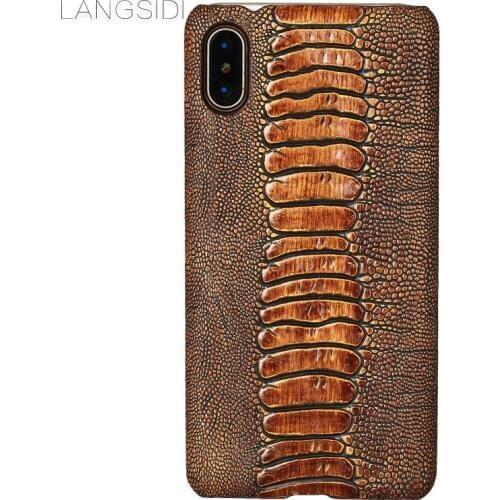 Genuine leather ostrich foot Grain case for iPhone 11 11pro x xs Xr xs Max mobile phone cover for iPhone 7 8 6 5 Plus 6S SE 2020