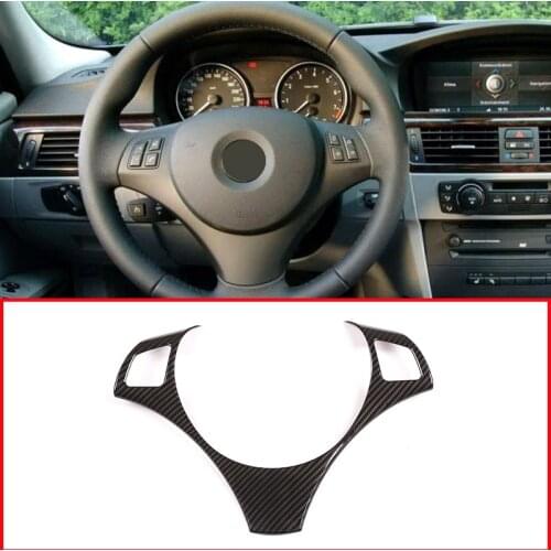 Car Steering Wheel Decoration Cover Trim Frame Sticker for Bmw E90 3 Series 2005-2012 Car Accessories(Carbon Fiber)