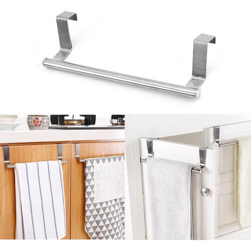 Towel Holder Over Kitchen Cabinet Door Bathroom Towels Rack Hanger Silver Space Aluminum Wall Hanging Towel BarKitche Cabinet
