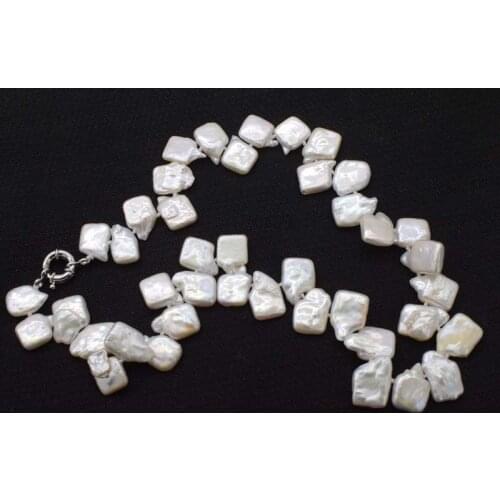 Frershwater pearl white baroque square 13-18mm necklace 17inch wholesale beads nature FPPJ woman 2018