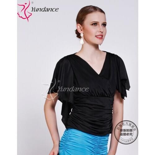 Customized Lady Latin Dancing Shirt Short Sleeve Modern Dance Costume Waltz Valse Tango Galop Fox Trot Social Dance Suit B-2707