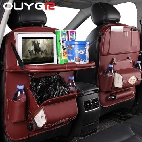 Pu Leather Pad Bag Car Seat Organizer Foldable Table Tray Travel Storage Bag Foldable Dining Table Car Seat Storage Bag