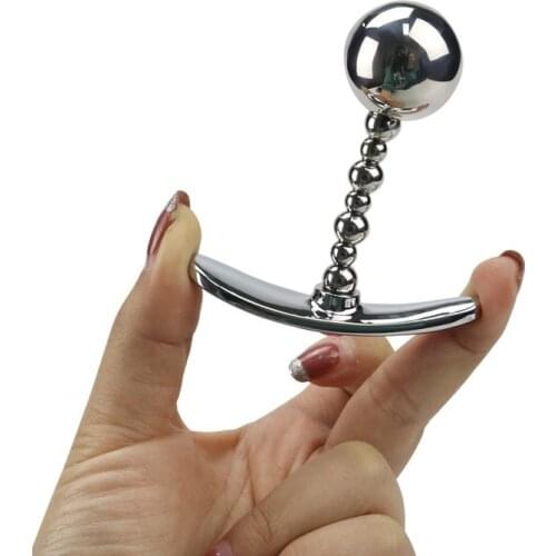 Metal Curved Anchor Plug Shaped Metal Anal Plug Sex Toys Stainless Smooth Steel Butt Plug Tail Crystal Jewelry
