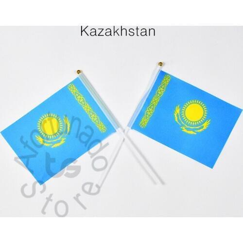 Kazakhstan 14*21cm flag Banner hand waving National flag Home Decoration flag banner
