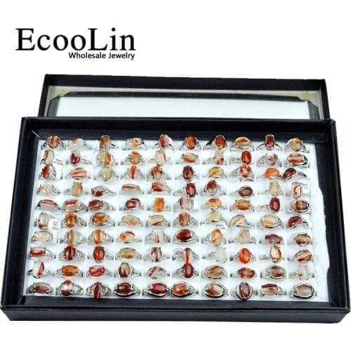 150Pcs Natural Stone Silver Plated Women Rings For Woman Fashion Wholesale Jewelry Bulks Packs Lots Hot Sale LR4009