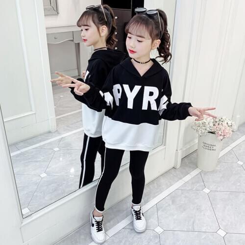 2021 Children Girls Clothing Sets Autumn Teenage Girls Sport Suit School Kids Clothes Tracksuit Long Coat Leggings Girls Clothes
