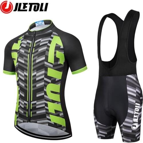 JLETOLI Summer Cycling Jersey Set Men Bib Shorts Suit Pro Bicycle Team Racing Uniform Clothes Breathable Mountain Bike Suit