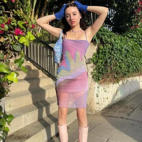 Hirigin summer dress 2021 new fashion sexy one line shoulder hollow mesh dress gothic clothes y2k clothes long dress midi dress