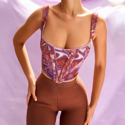 European And American 2021 Summer Popular Women 'S Clothing New Printed Back Zipper Vest For Women