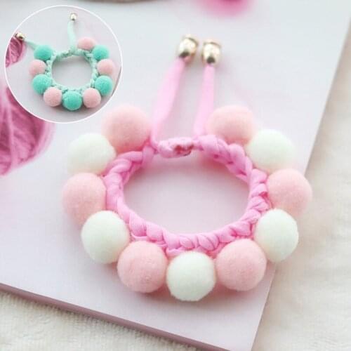 Cute Cat Plush Collar Pet Necklace Accessories Puppy Chihuahua Kitten Collar With Ball Adjustable Pet Bow Tie Gift Dog Collars