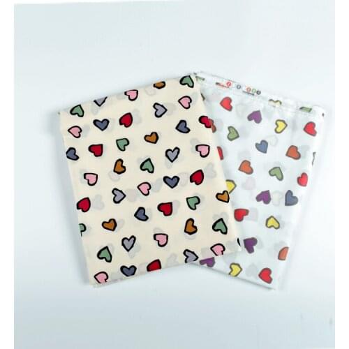 Fashion Colorful heart pattern vintage fabric Retro style cotton fabric for DIY Bag shirt dress cloth 1meter