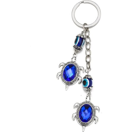Fashion Tortoise Key Chain Creative Blue Evil Eye Keychain Car Key Ring Simulation Sea Turtle Pendant Handbag Charm Jewelry Gift