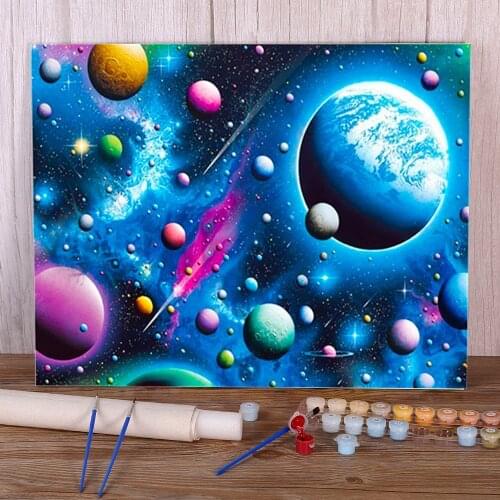 Universe Space Landscape Coloring By Numbers Painting Kit Oil Paints 40*50 Paiting By Numbers Wall Decoration For Handicraft